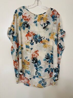 Floral Scoop-Neck Floral Blouse